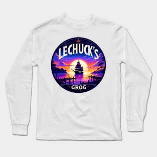 Sunset Sails at LeChuck's Grog - Vintage Pirate Ship Design Long Sleeve T-Shirt